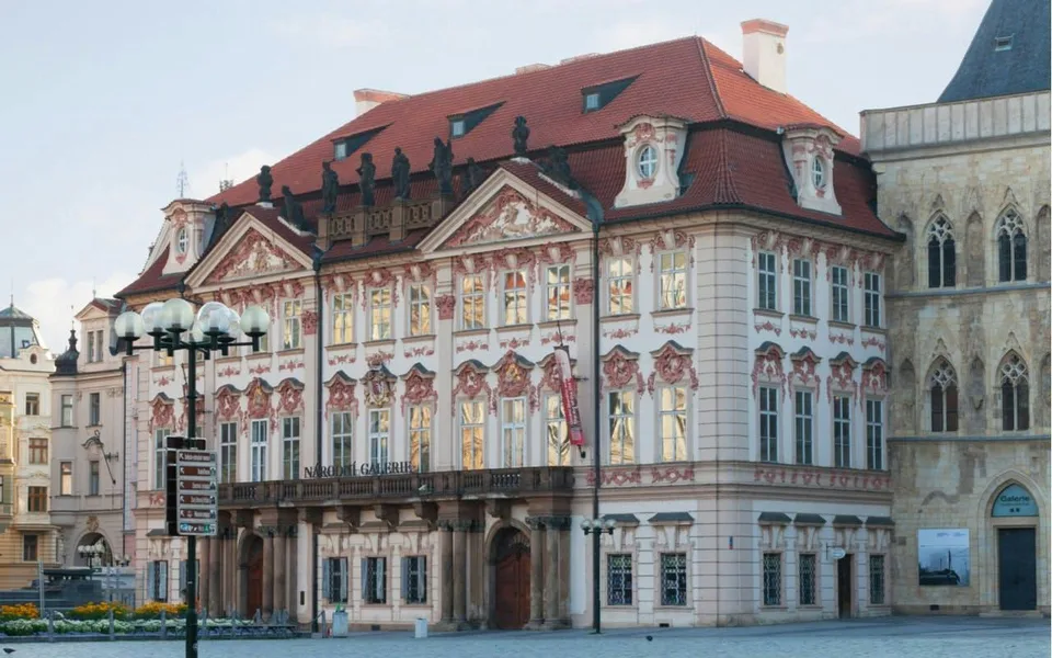 Decorated facades on a Prague square