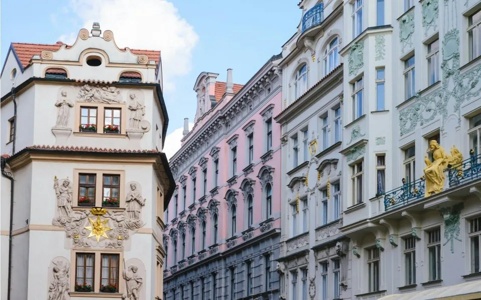 Historic building facades along an Old Town street