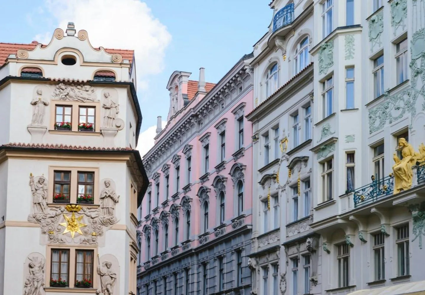 Historic building facades along an Old Town street