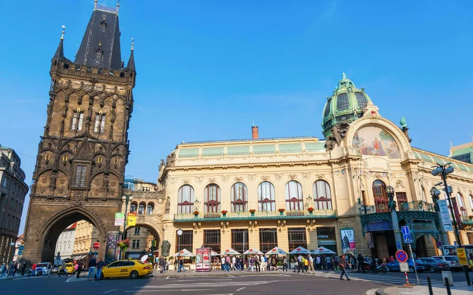 Prague’s Powder Tower beside the Municipal House