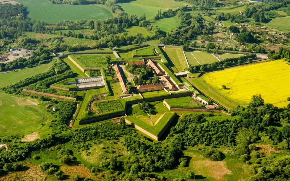 Aerial view of the fortifications at Terezín