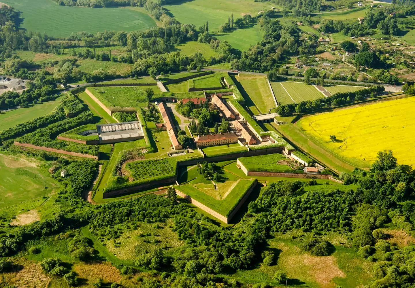 Aerial view of the fortifications at Terezín