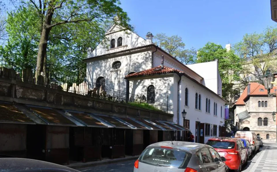 Historic building and trees in Prague’s Jewish Quarter