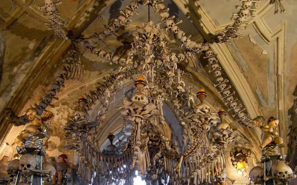 Bone decorations inside Sedlec Ossuary