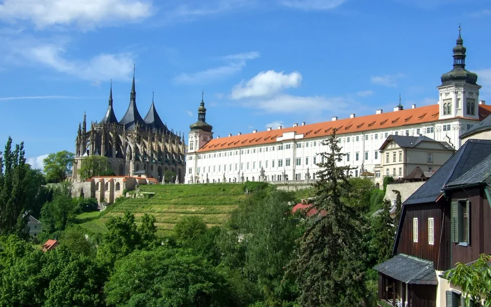 St Barbara’s Cathedral beside the historic buildings of Kutná Hora