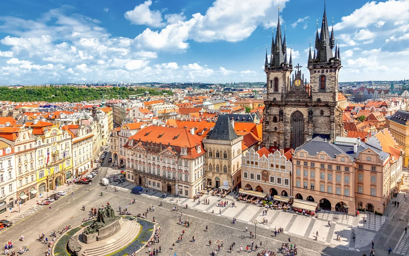 View over Old Town Square and the Church of Our Lady before Týn
